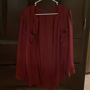 Maroon button down blouse